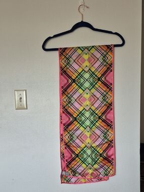 Echo 100% Silk Geometric Design Oblong Scarf 12"x60"